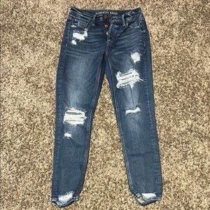 American Eagle Outfitters Blue Skinny Distressed Jeans